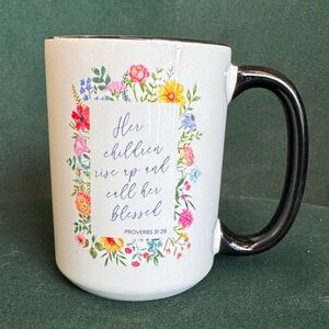 Inspirational Christian Floral Mug with Black Handle gift